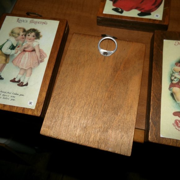 crafted wooden picture. set of 4 - Picture 5 of 6